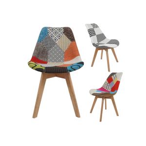 China Restaurant Home Ergonomic Odm Patchwork Dining Chair With Wooden Legs wholesale