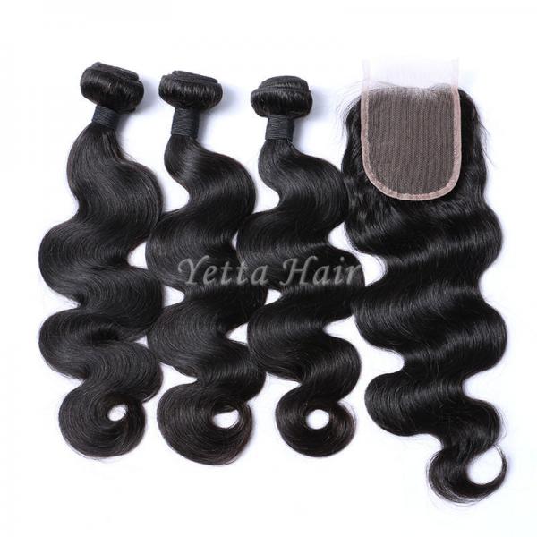 Malaysian Body Wave Hair Bundles With 4 x 4 Closure Unprocessed Human Hair Weave