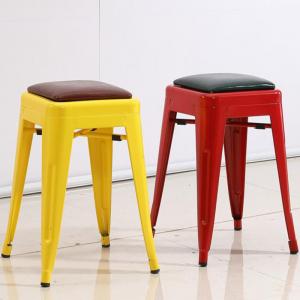 China YLX-1113 Loft Simple Style Steel Tolix Mini Square Stool chair with Cushion supplier