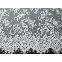 Soft Nylon Cotton Eyelash Lace Trim , Wedding Dress White Lace Fabric