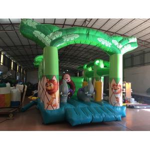 China Size 4x4m Forest Animals Kids Inflatable Bounce House / Green Jumping Monkey Bounce Houses For Child Under 12 Years supplier