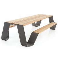 China Vintage Wood Table And Bench Set Outdoor Stainless Steel Garden Bench on sale
