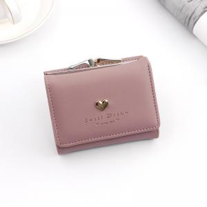 SHORT IRON CLIP BAG WOMEN'S HEART-SHAPED HARDWARE CLUTCH BAG SOLID COLOR SIMPLE COIN WALLET CARD BAG SHORT CLIP BAG