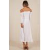 Women Clothing Long Sleeve Sorrento Dreaming Dress In White Linen Look