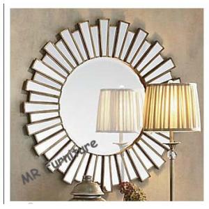 36 Inch Wooden Strips 3d Mirror Wall Art , Modern Wood Framed Wall Mirrors