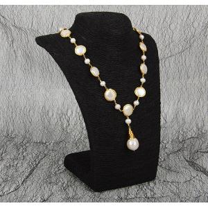 Natural Baroque Pearl necklace Cassic large irregular baroque pearl necklace  Baroque Pearl Metal Charm Necklaces Choker