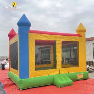 Jumping Inflatable Bounce House With Air Blower Yellow Blue Green Red