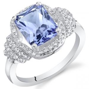 Natural 2 ct Cushion Cut Tanzanite Cocktail Ring in Sterling Silver  Engagement Ring In 18K White Gold