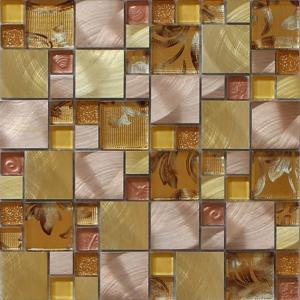 300x300mm glass mosaic tile sheets,aluminum mosaic wall tile,golden color
