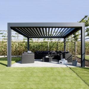 3.5x4.5m Aluminum Hard Top Gazebo Villa Yard Electric Turning Louvers With Retractable Roof