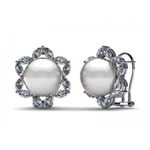 China 14K White Gold Jewelry & White Freshwater Cultured Pearl Marquise Earring supplier