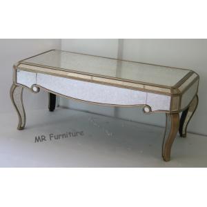 China Antique Mirror Couch Table , Rectangle Gold And Mirror Coffee Table Wood Leg wholesale