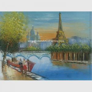 Modern Paris Oil Painting Eiffel Tower Handmade Jane Style Maintaining Freshness