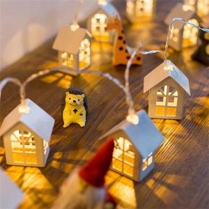 Mini house led decorate string lamp Warm White Christmas Holiday Lighting Outdoor Wood House Party Light