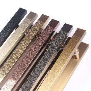 China 1800mm Length Stainless Steel Accessories Door Handle Etched Finish Rose Gold Color supplier