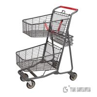 China Metal Wire Retail Shopping Carts 25L , TGL Double Basket Shopping Trolley 910mm height on sale