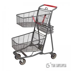 China Metal Wire Retail Shopping Carts 25L , TGL Double Basket Shopping Trolley 910mm height supplier