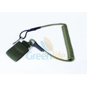 China Army Green Strong Tactical Coil Tool Lanyard PU Retention For Protection supplier