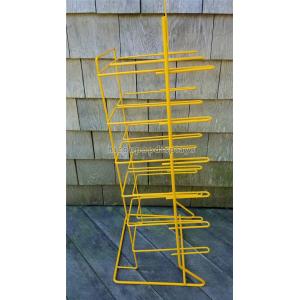 Yellow Wire Flooring Display Stands , Custom Cheese Store Food Display Rack