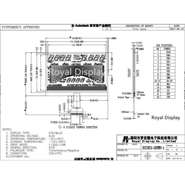 China L'affichage à cristaux liquides graphique de dent de Stn montrent le segment du négatif 7 de FPC FSTN FFC pour le tapis roulant supplier
