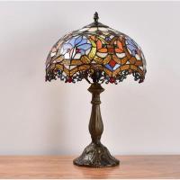 China 12 Inch European American Pastoral Retro Elk Stained Glass Table Lamp Living Room Bedroom Beside Art Gift Desk Lamp on sale