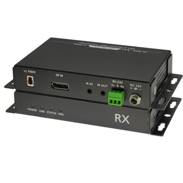 8K DisplayPort 1.4 Fiber Extender Kit (7680x4320@60Hz) over LC Single Mode Simplex up to 300m / 985ft - Transmitter & Receiver with RS232 + Bi-DIR IR Support