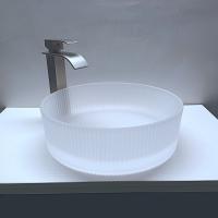China Acid Matt Crystal Glass Wash Basin Vertical Stripes Diecasting Countertop Bathroom Sinks on sale