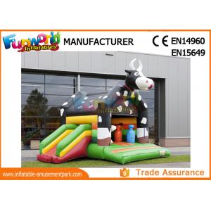 China Large Inflatable Bouncer Slide / 0.55mm PVC Tarpaulin Inflatable Cow Bouncer supplier