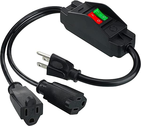 NEMA 5-15P para el cable de extensión de salida doble con interruptor de encendido y apagado