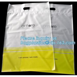 Custom printed die cut handle plastic bags manufacturer 12 x 15 inch light green promotional recycle grocery shopping ba