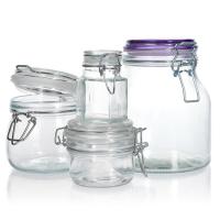 China 100ml 200ml Sealed Freezer Safe Glass Containers Jars Jam With Clip Lids on sale