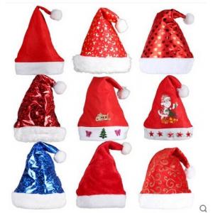 China Personalized Plush Toys Dancing Christmas Hat with Gold Podwer , Red / Blue supplier