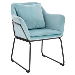 Blue Modern Accent Chairs Living Room With Lumbar Support And Black Steel Leg