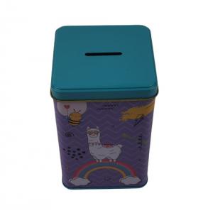 Vintage Advertising Square Tin Box Tin Coin Bank For Promotion Packaging