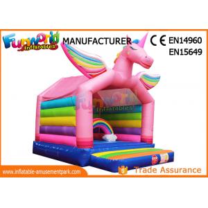 China Rainbow Inflatable Bounce Houses For Children , Inflatable Unicorn Bouncing Castle supplier