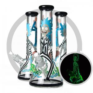 Latest Rick And Morty Art Bong 7mm Glass Smoking Hookah Pipe Christmas