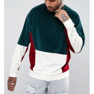China Fashion Blank Mens Velour Sweatshirt , Mens Drop Shoulder Sweatshirt With Stitched supplier