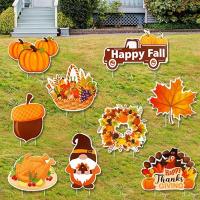 Happy Fall Thanksgiving Outdoor Decorations Pumpkin Turkey Maple Leaf Gardens Coroplast Yard Sign