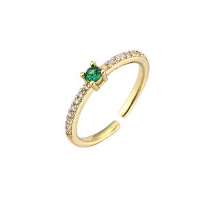 Colorful Gemstone Diamond Bands Rings 18k Gold Plated Adjustable