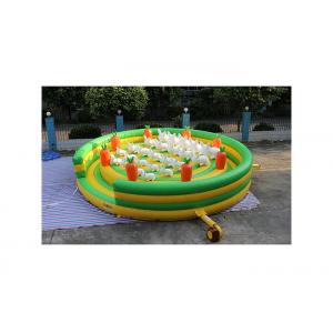 China Cute White Bunny Rabbit On The Grass Inflatable Bouncer Combo , Blow Up Amusement Park With Blower wholesale