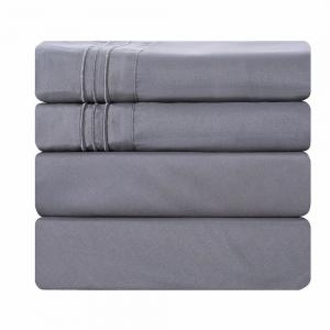 Super King Size Solid Microfiber Bedding Sheets Set with Woven Fabric and OEM Service