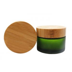 50ml Green Glass Ointment Jars Bamboo Lid  Frosted Cream Jar Logo Customization