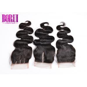 Swiss Free Middle Three Part Body Wave 4*4 Lace Closure , Brazilian Human Hair