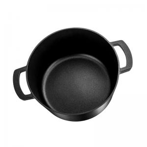 12.3cm Height Black Soup Pot 4L Stock Pot With Tempered Glass Cover