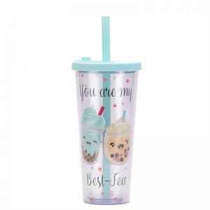 China Clear Insulated Double Wall Plastic Tumblers 24oz With Lids And Straws supplier