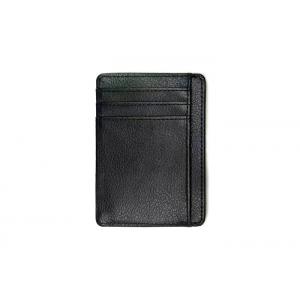 Rectangle Leather 97mm Black Credit Card Organizer Wallet Custom Logo Card Holder 20g
