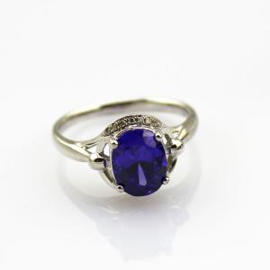 China White Gold Plated 925 Silver Ring  7mmx9mm  Cubic Zircon Amethyst Ring(R163) supplier