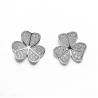 China 2.7g Small Cubic Zirconia Stud Earrings Windmill Clover 2mm Sterling Silver Earrings wholesale