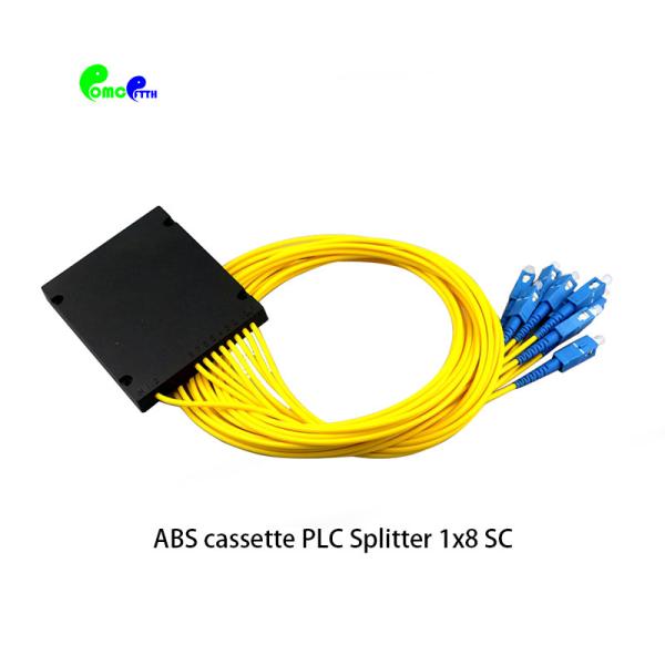 High Quality 1x 8 Fiber PLC Splitter With SC / LC / FC connector and G657A1 Fiber fanout 0.9mm 2.0mm With OEM service