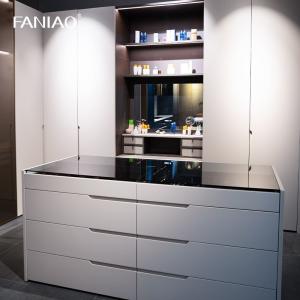 Modern White Customized Wardrobe Closet With Mirror Vanity Table Jewelry Cabinet